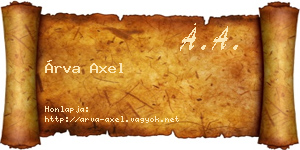 Árva Axel névjegykártya